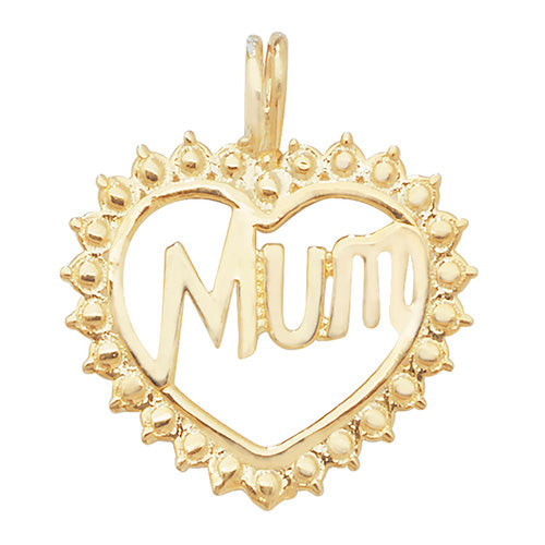 9CT GOLD HEART MUM PENDANT