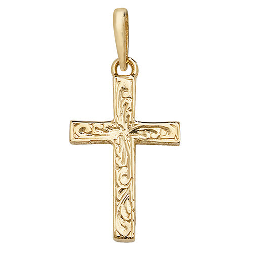 9CT GOLD PATTERNED CROSS PENDANT