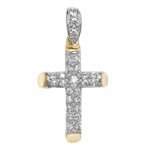 9CT GOLD CZ CROSS PENDANT