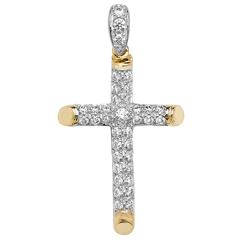 9CT GOLD CZ CROSS PENDANT