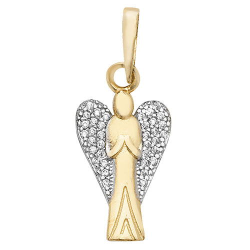 9CT GOLD CZ ANGEL PENDANT