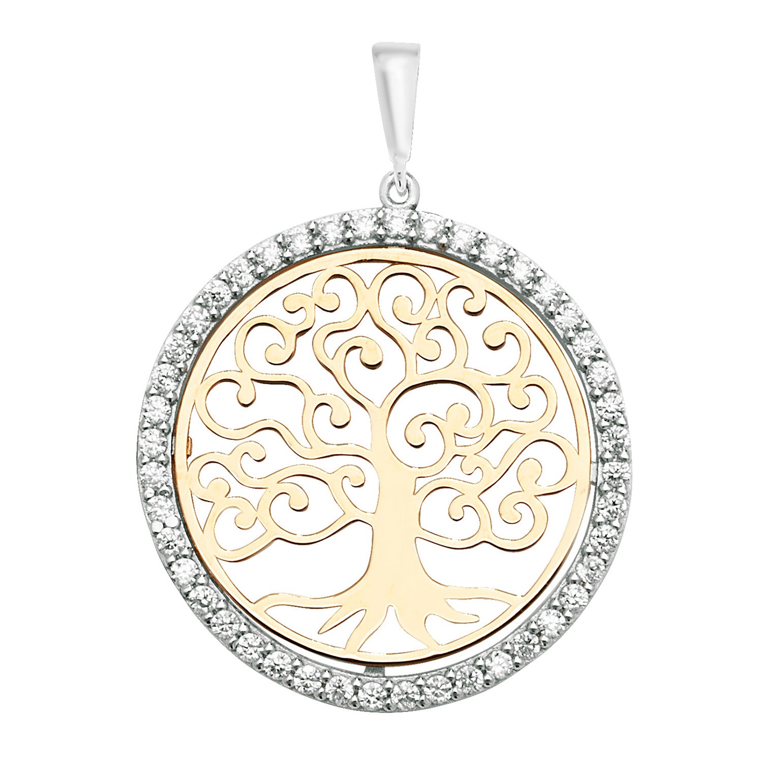 9CT GOLD CZ HALO TREE OF LIFE PENDANT