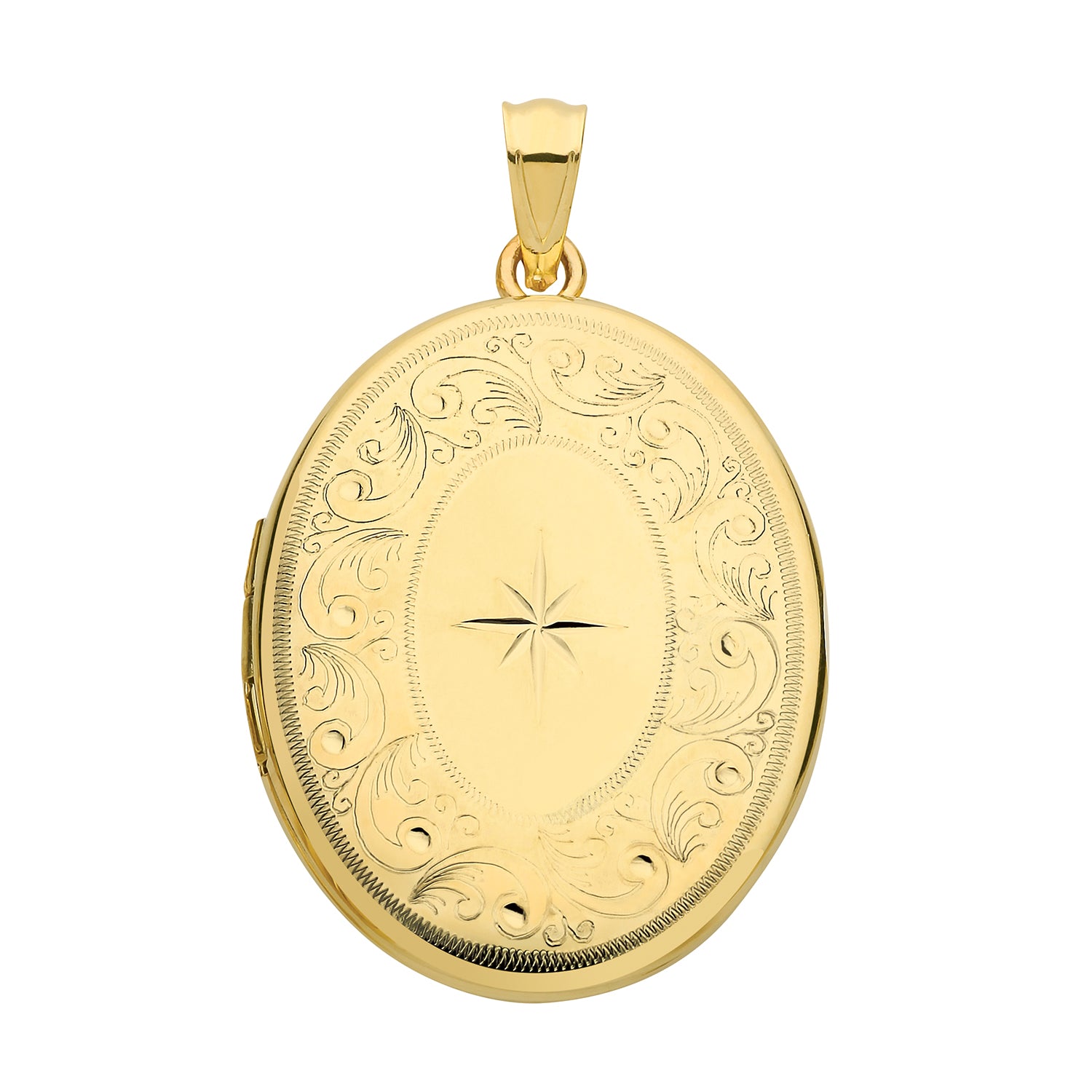 9CT GOLD ENGRAVED OVAL LOCKET