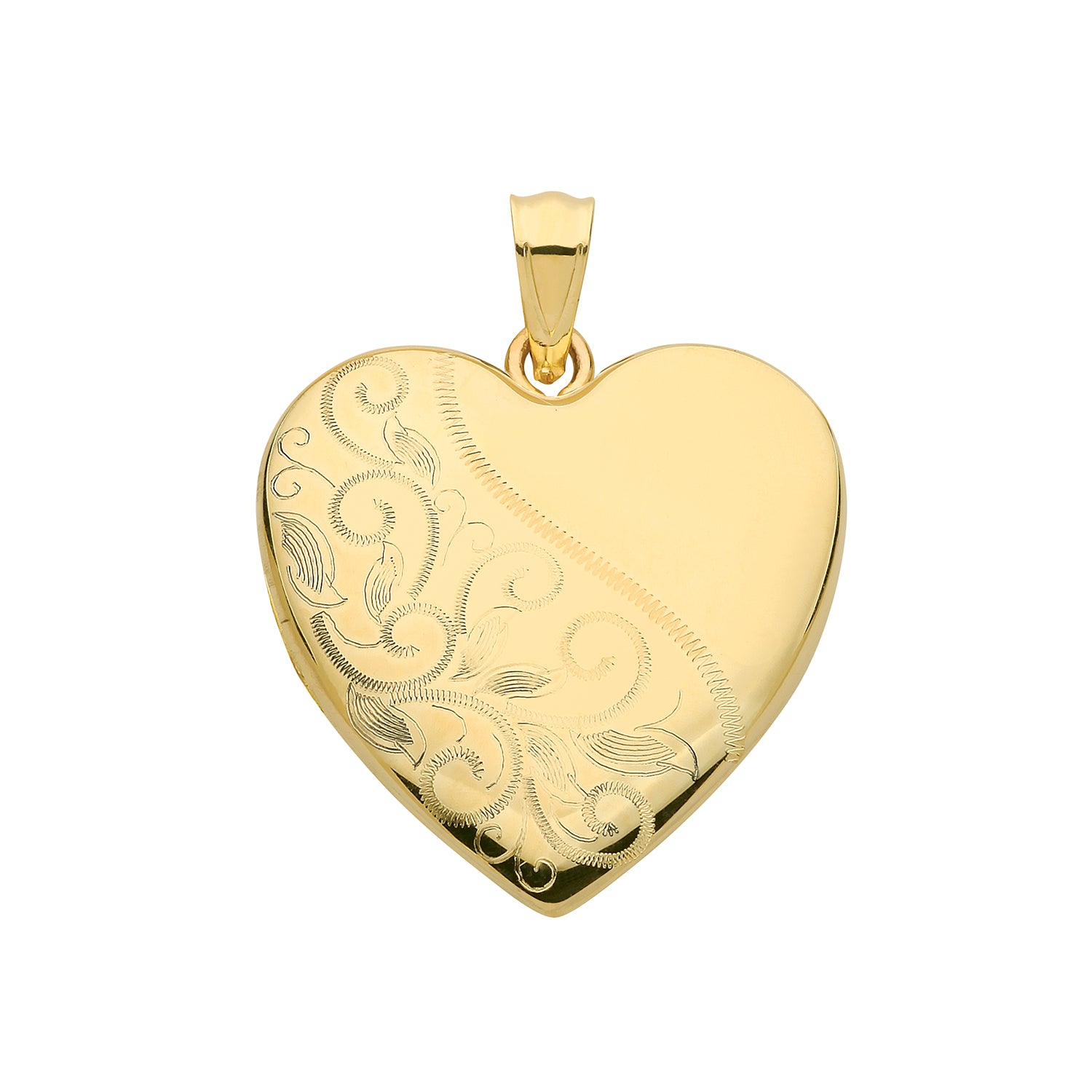 9CT GOLD LEAF ENGRAVED HEART LOCKET