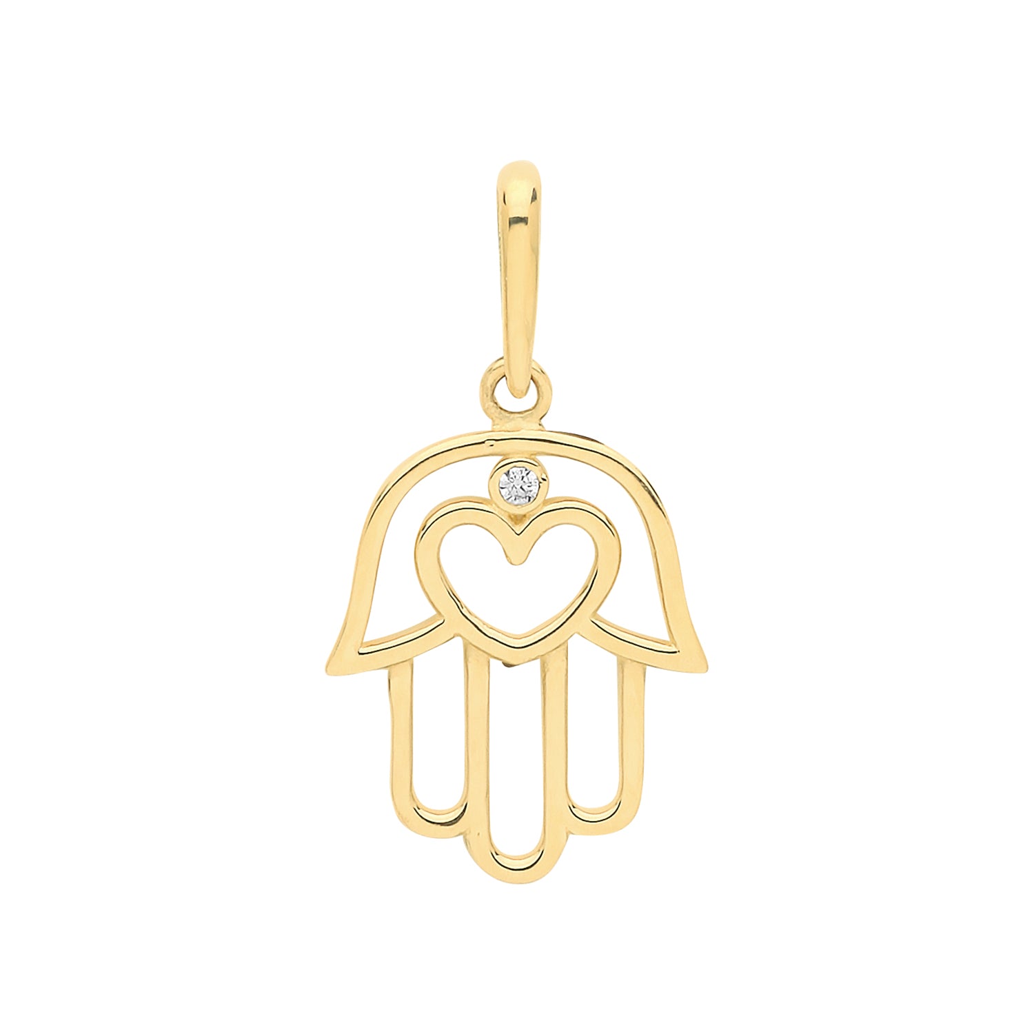 9CT GOLD CZ SET HAMSA PENDANT