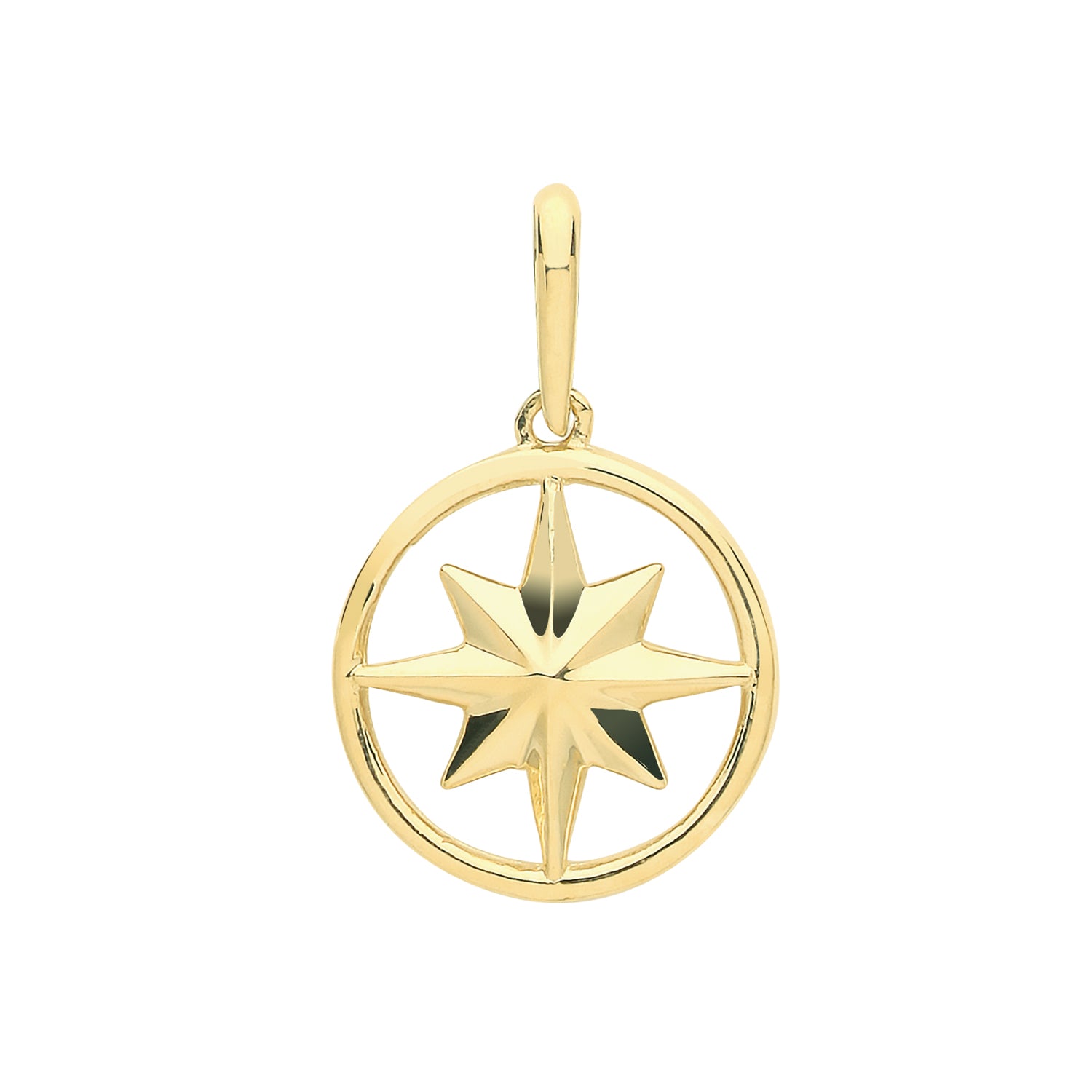 9CT GOLD COMPASS ROSE PENDANT