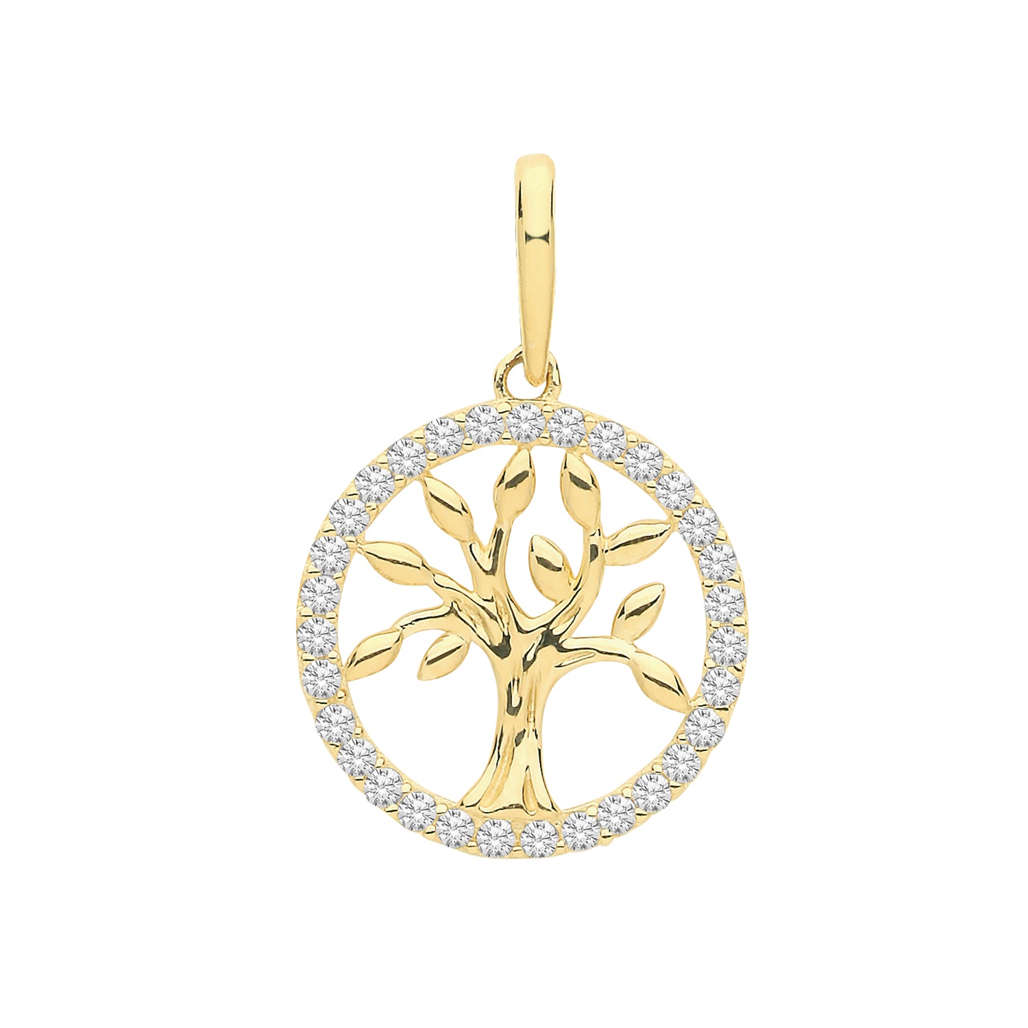 9CT GOLD CZ TREE OF LIFE PENDANT