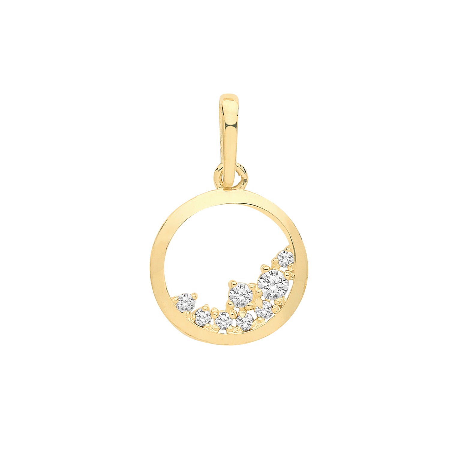 9CT GOLD CZ CIRCLE PENDANT