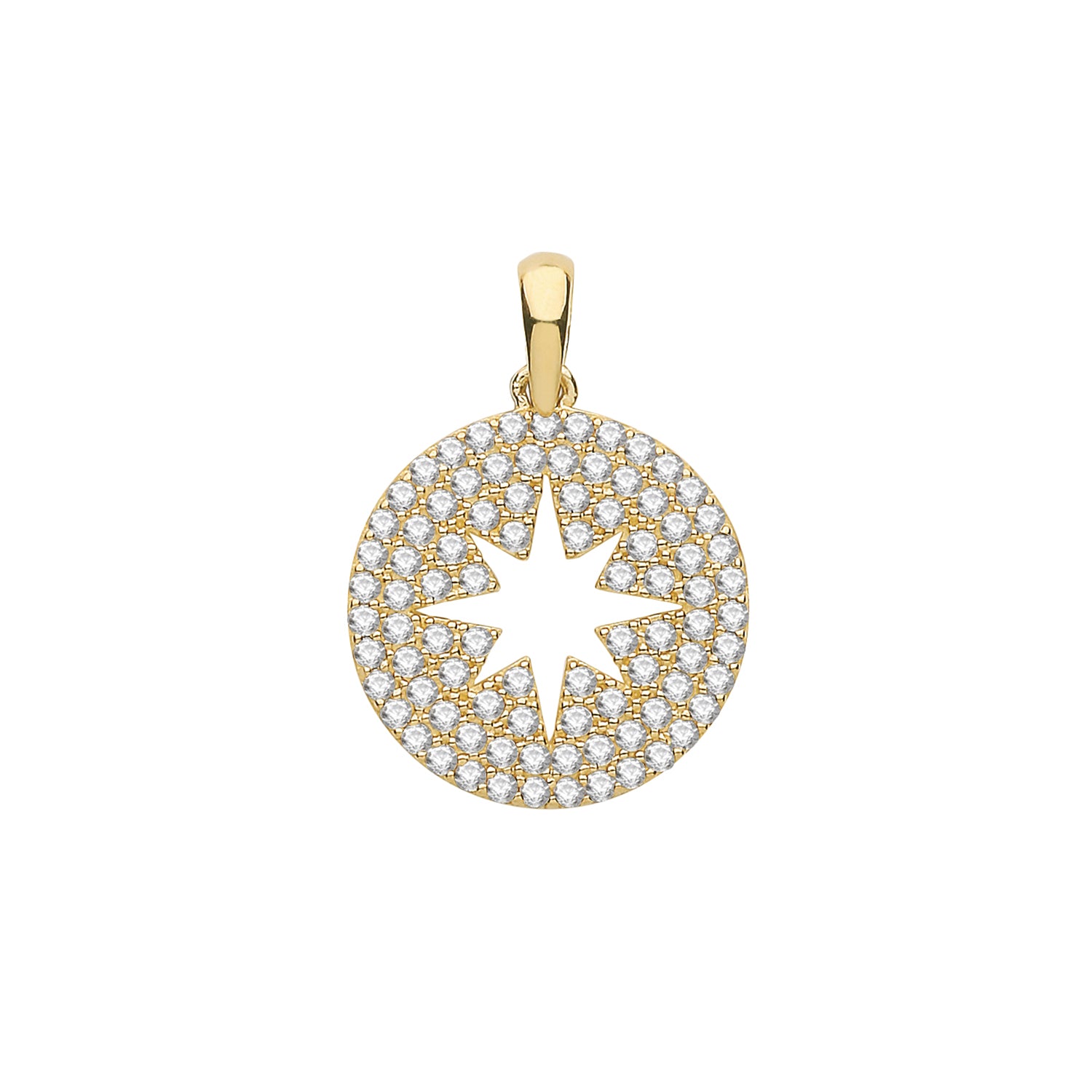 9CT GOLD CZ STAR ROUND PENDANT