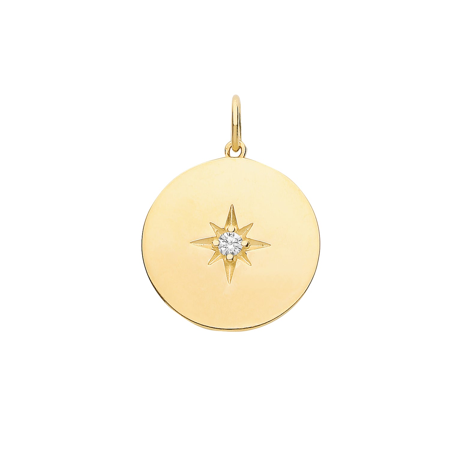 9CT GOLD CZ SET ROUND PENDANT