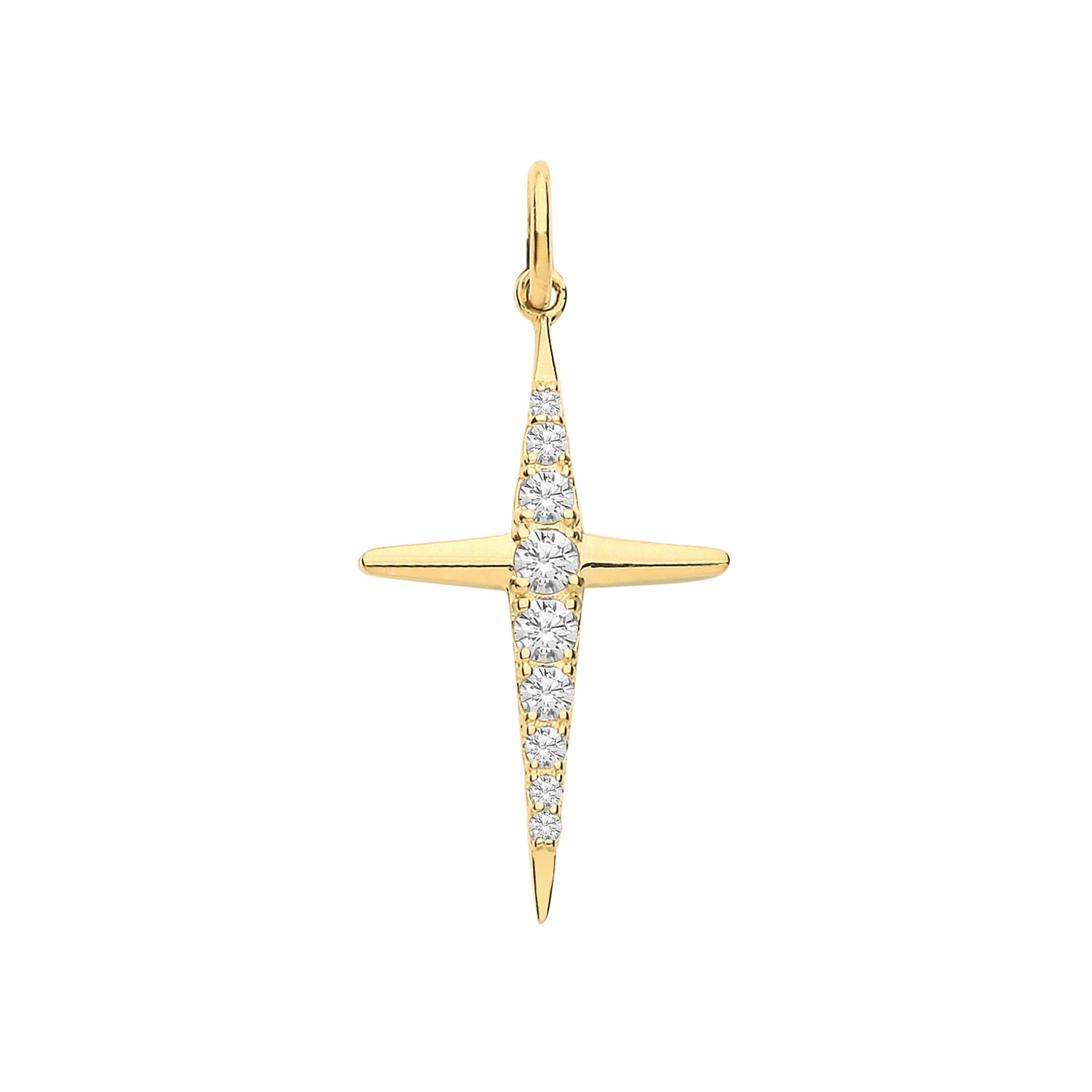 9CT GOLD CZ CROSS PENDANT