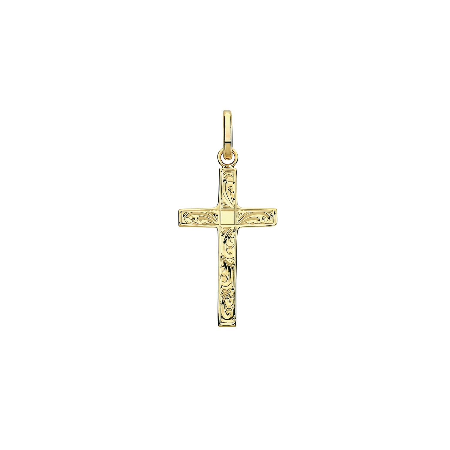 9CT GOLD ENGRAVED CROSS PENDANT