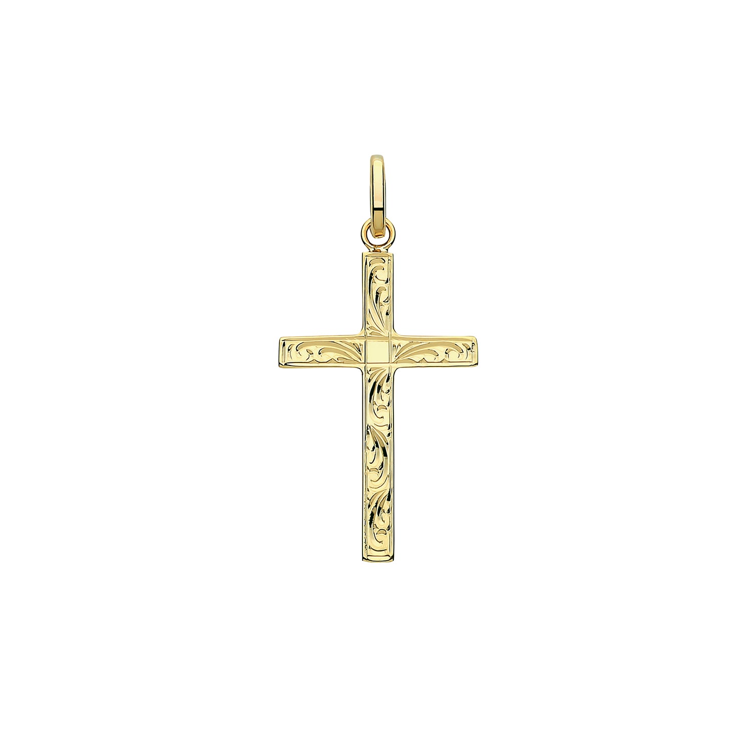 9CT GOLD ENGRAVED CROSS PENDANT