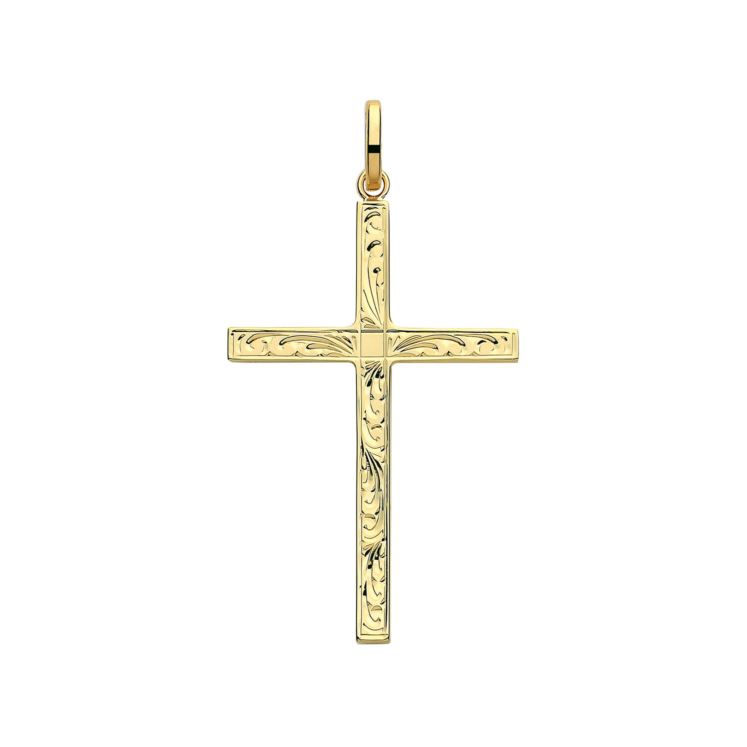 9CT GOLD ENGRAVED CROSS PENDANT