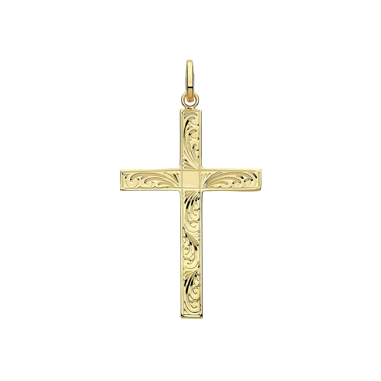 9CT GOLD ENGRAVED CROSS PENDANT