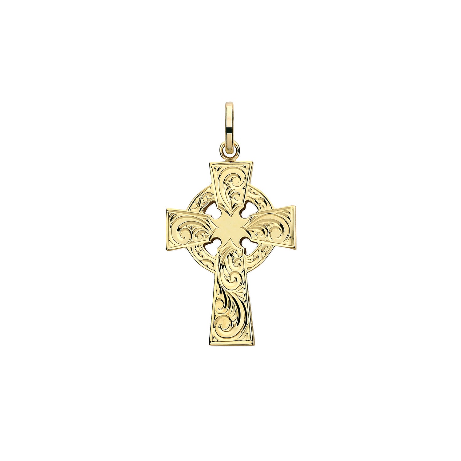 9CT GOLD ENGRAVED CROSS PENDANT