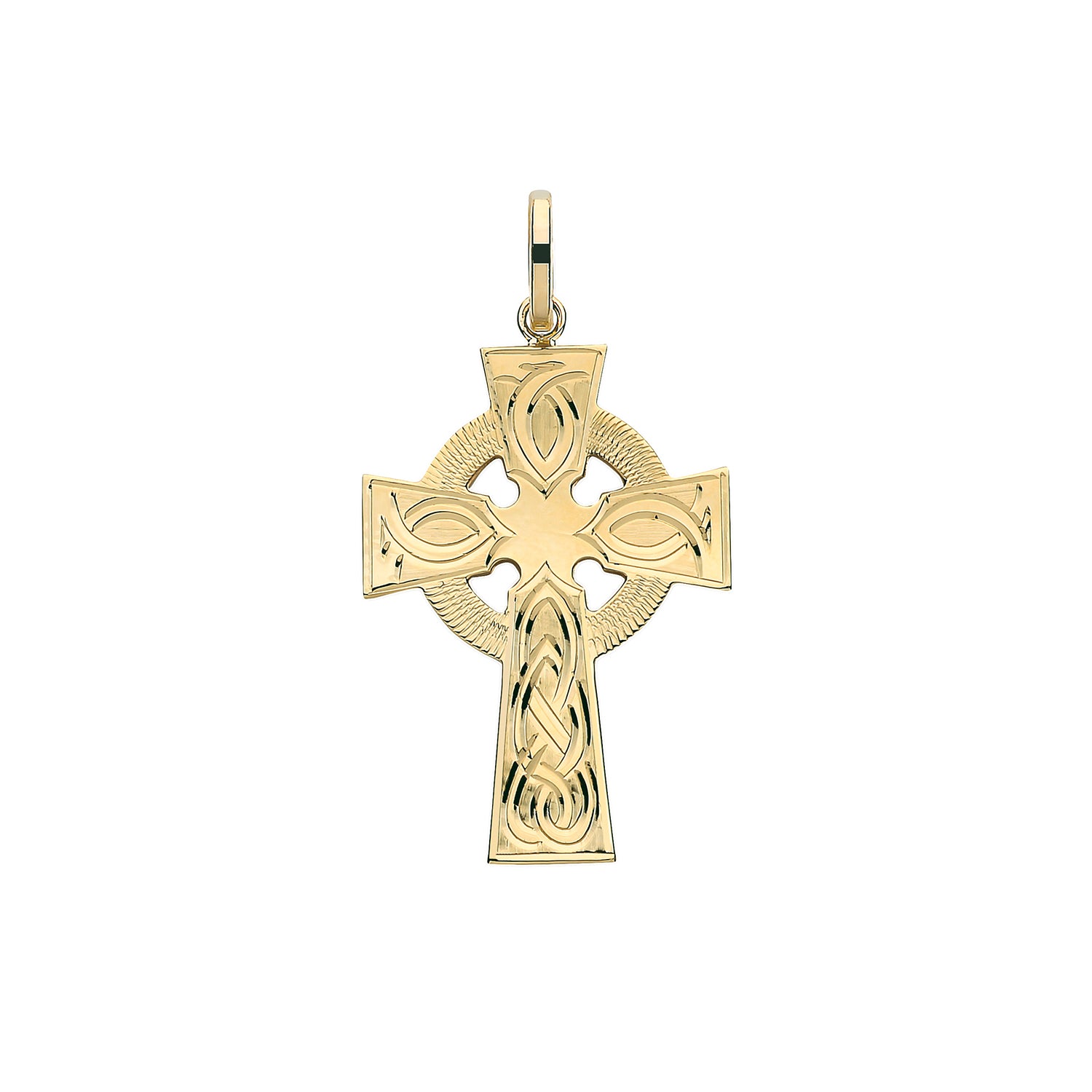 9CT GOLD CELTIC ENGRAVED CROSS PENDANT