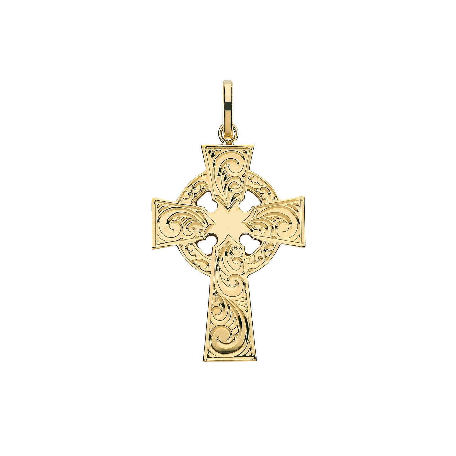 9CT GOLD ENGRAVED CROSS PENDANT