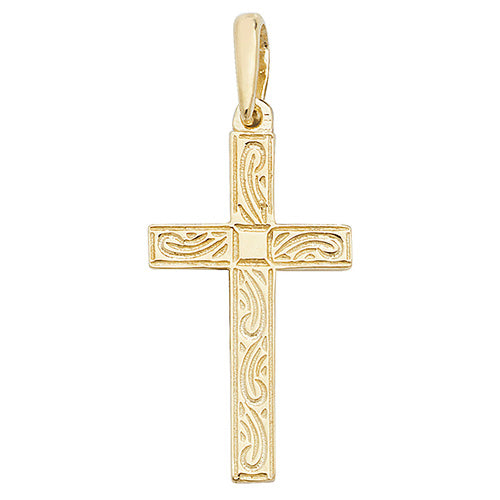 9CT GOLD ENGRAVED CROSS PENDANT