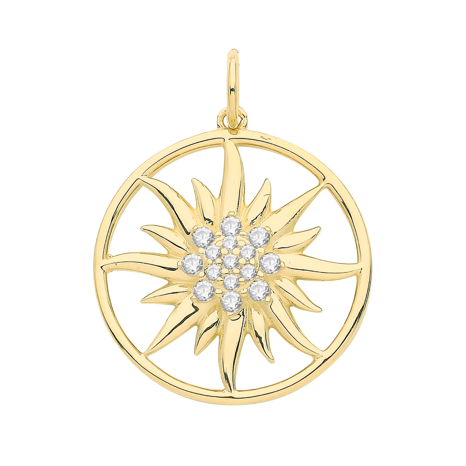 9CT GOLD CZ SUN PENDANT