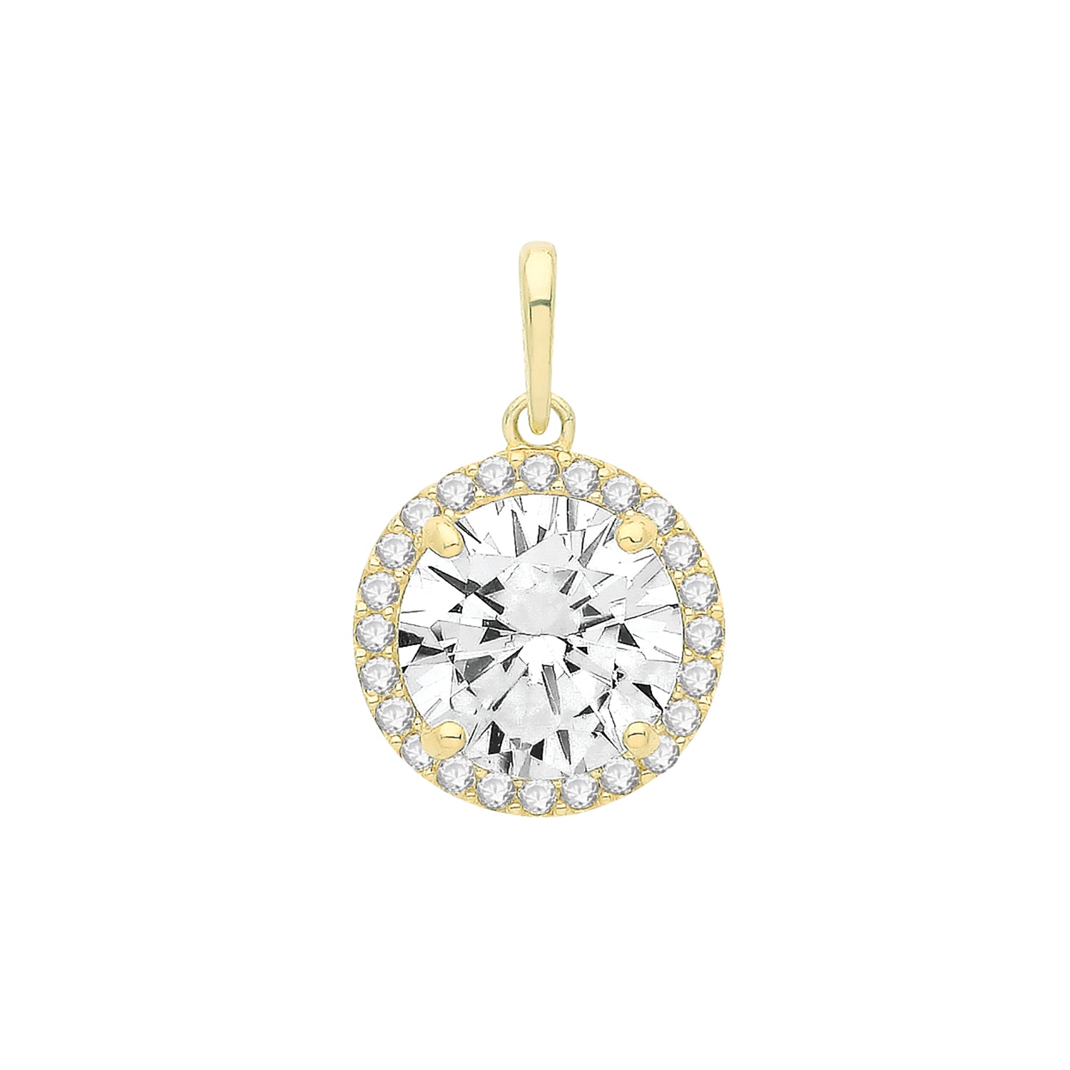 9CT GOLD ROUND CZ CLUSTER PENDANT