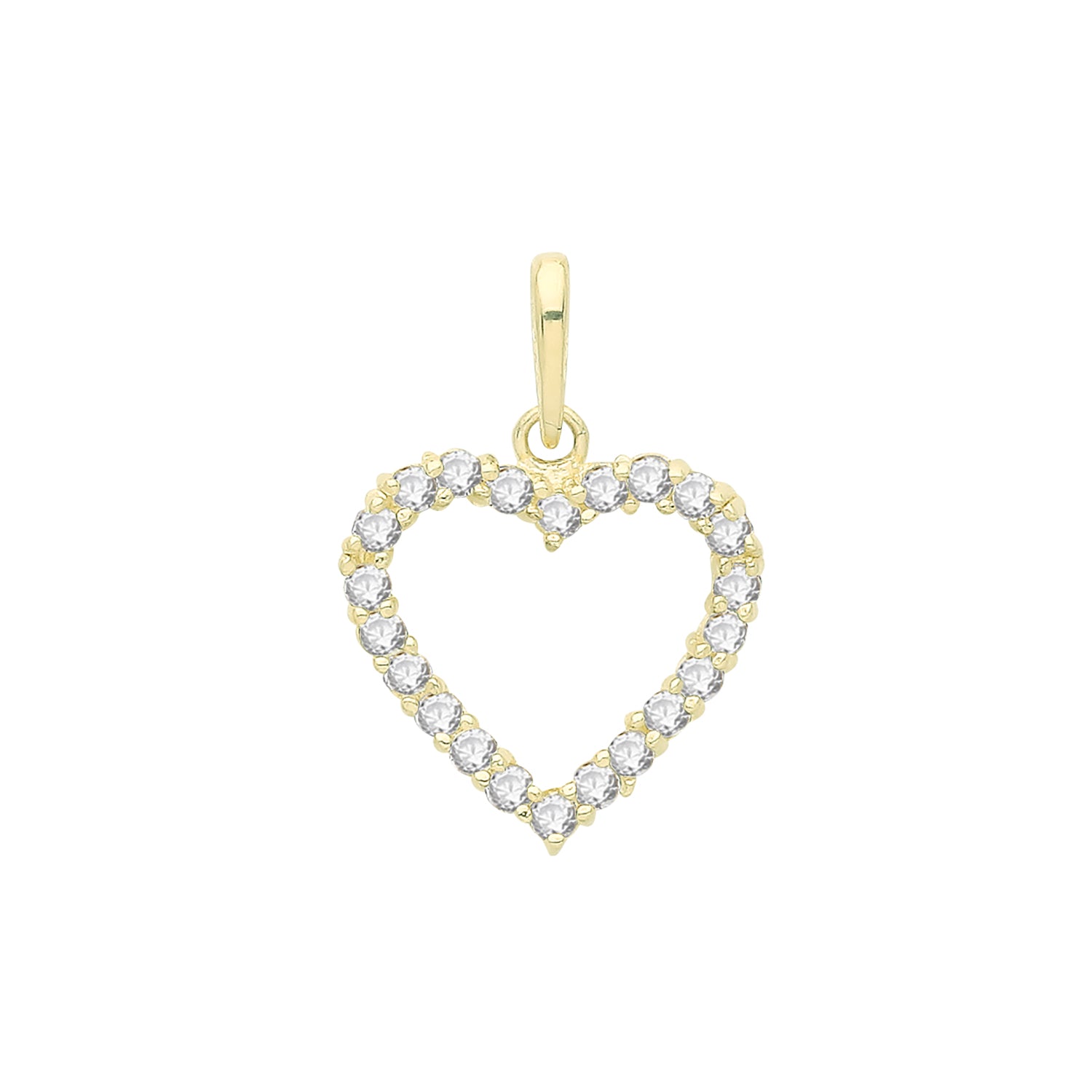 9CT GOLD CZ OPEN HEART PENDANT