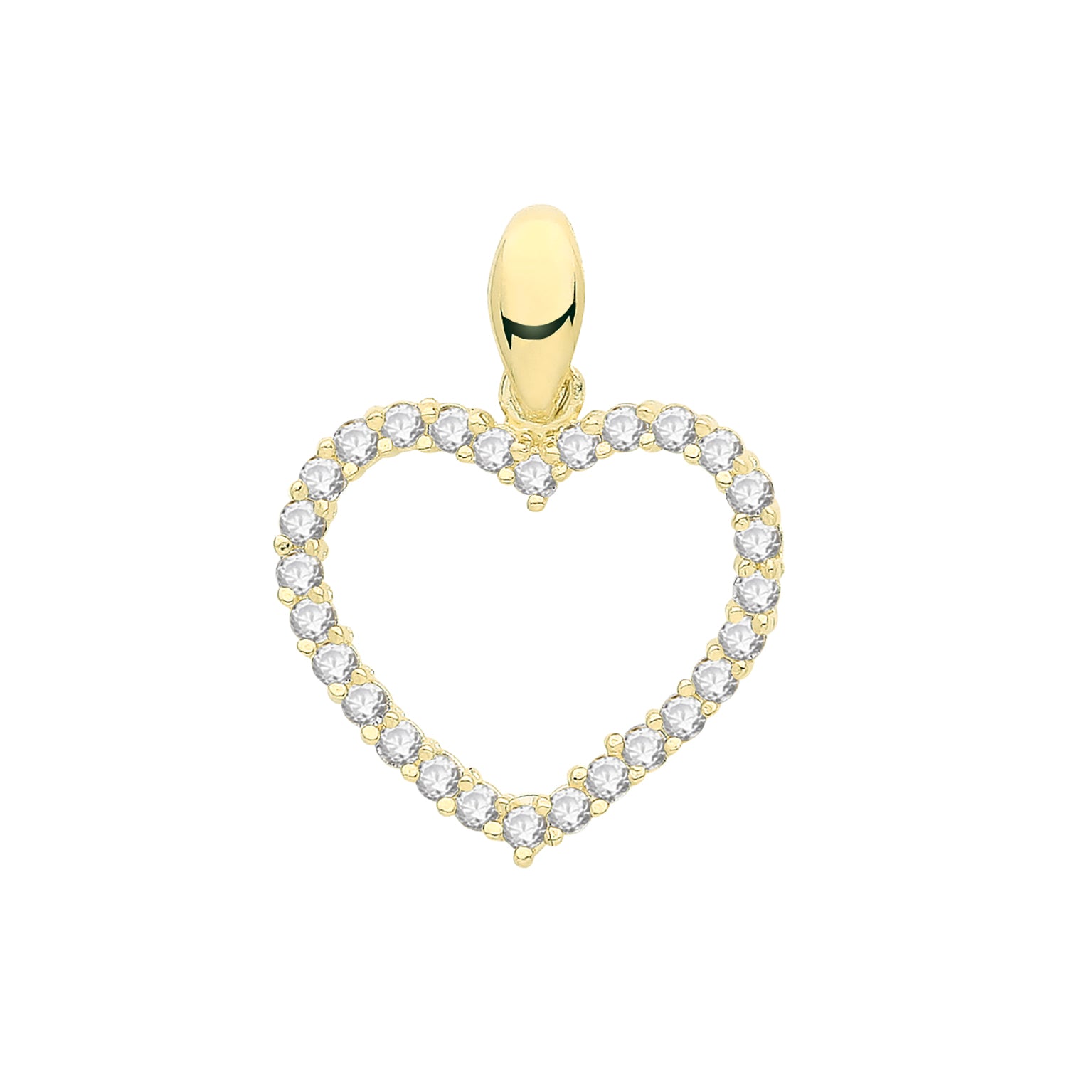 9CT GOLD CZ OPEN HEART PENDANT