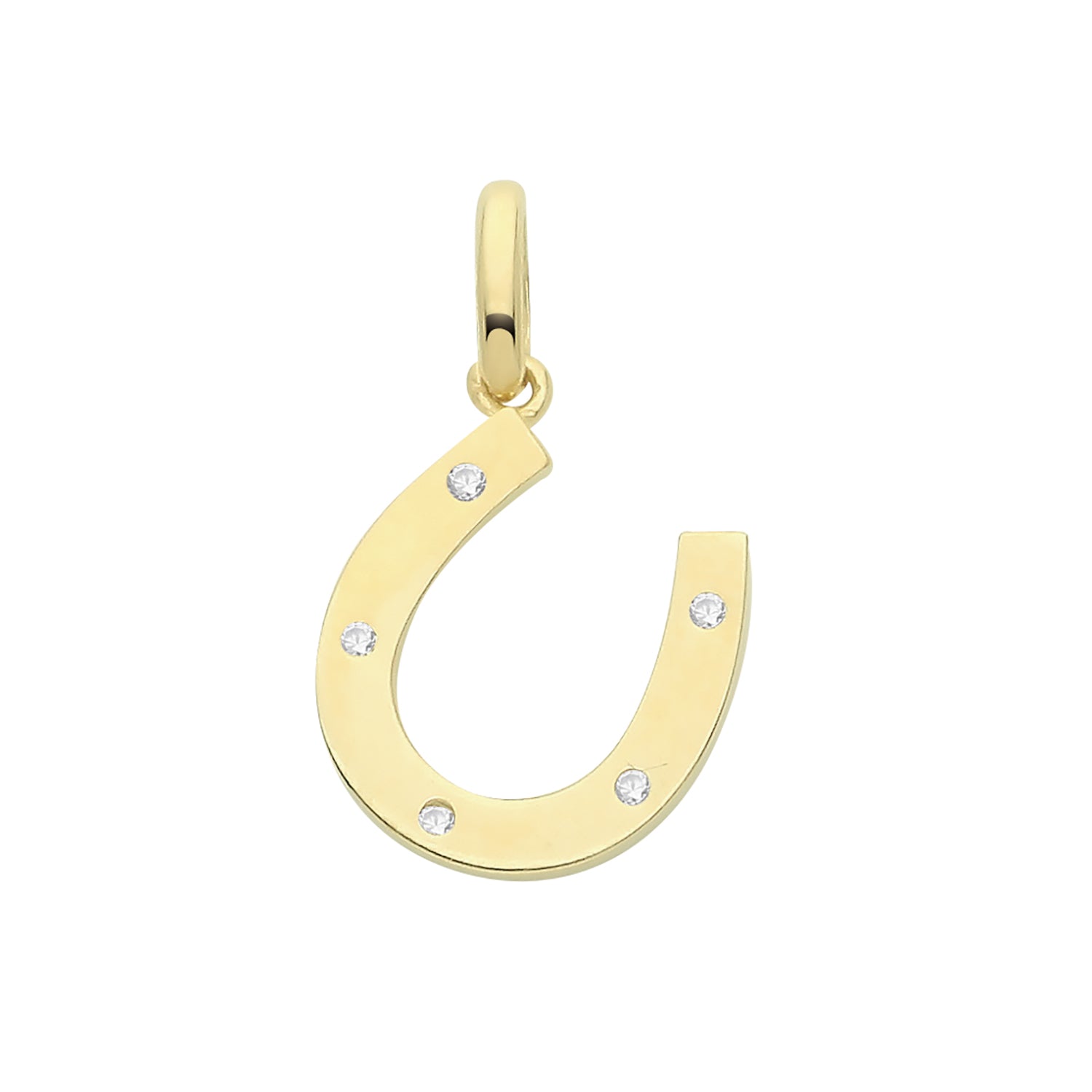 9CT GOLD 5 CZ SET HORSESHOE PENDANT