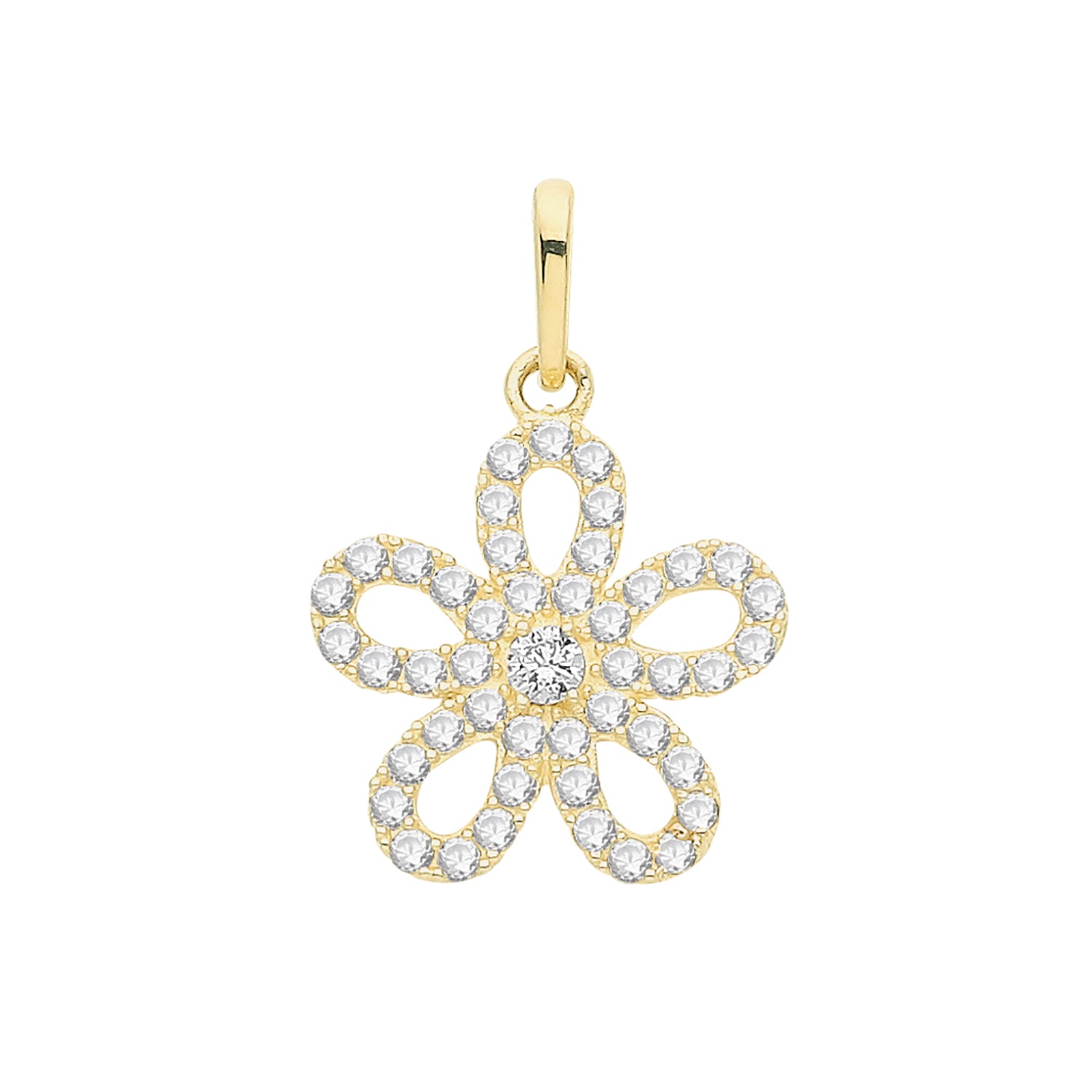 9CT GOLD CZ FLOWER STYLE PENDANT