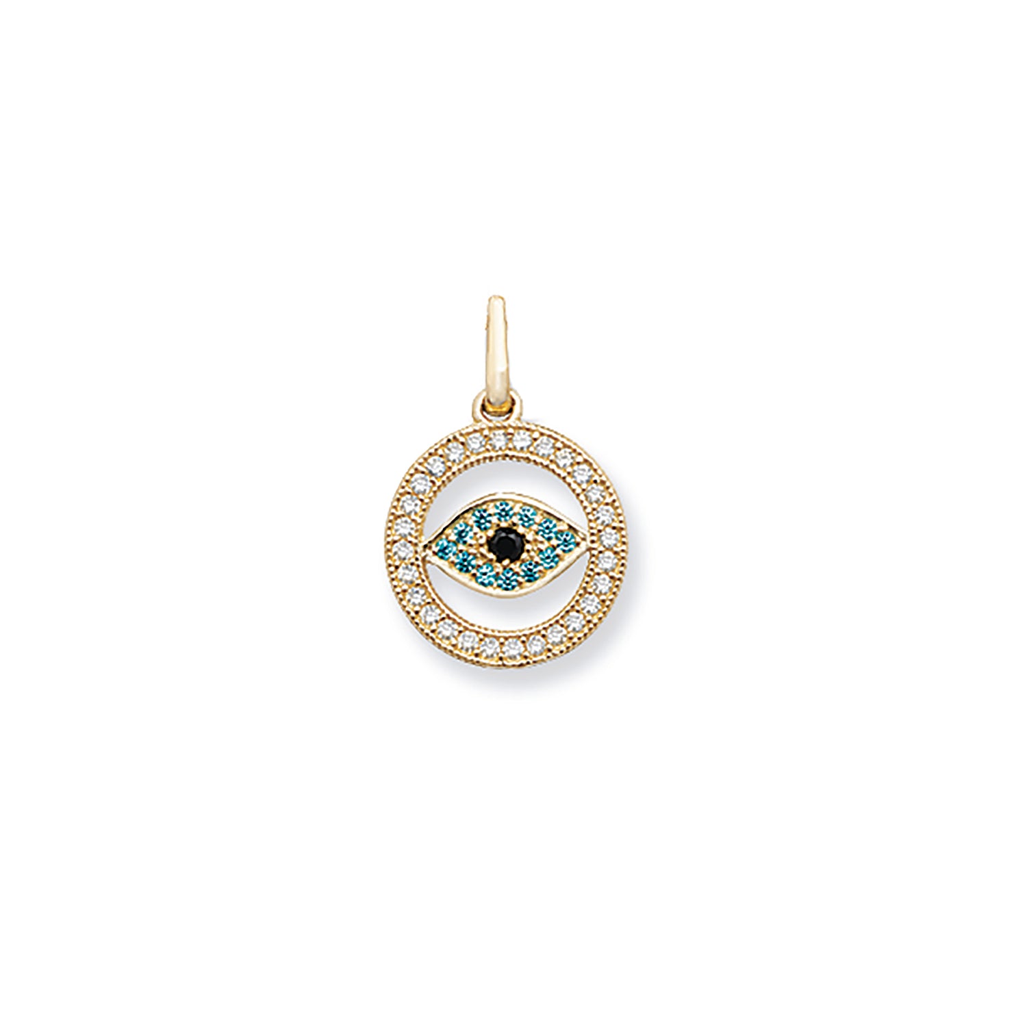 9CT GOLD CZ EVIL EYE PENDANT