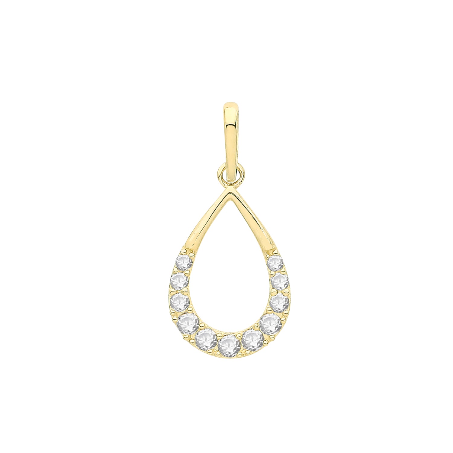 9CT GOLD CZ OPEN PEAR SHAPE PENDANT