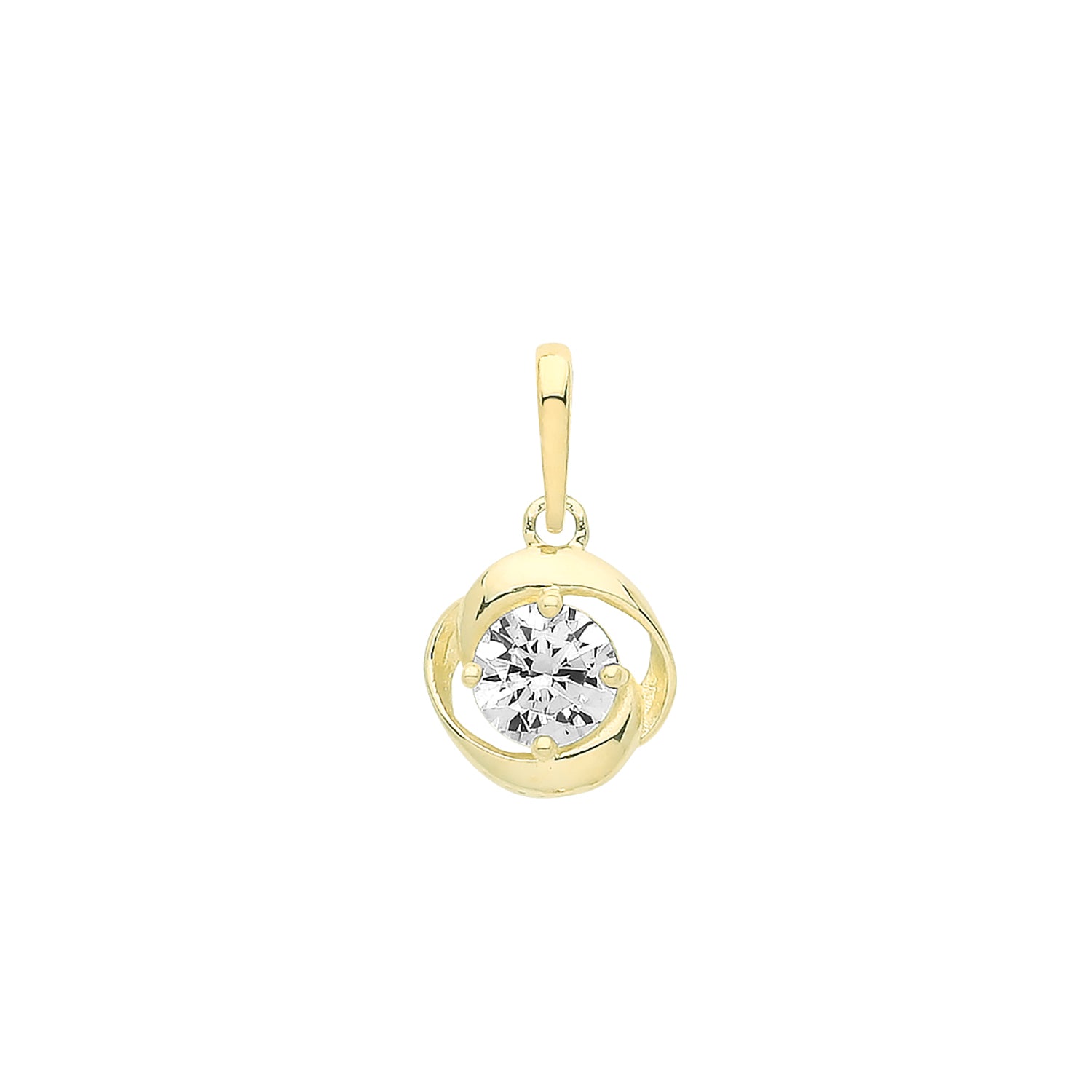 9CT GOLD SINGLE CZ TWISTED PENDANT