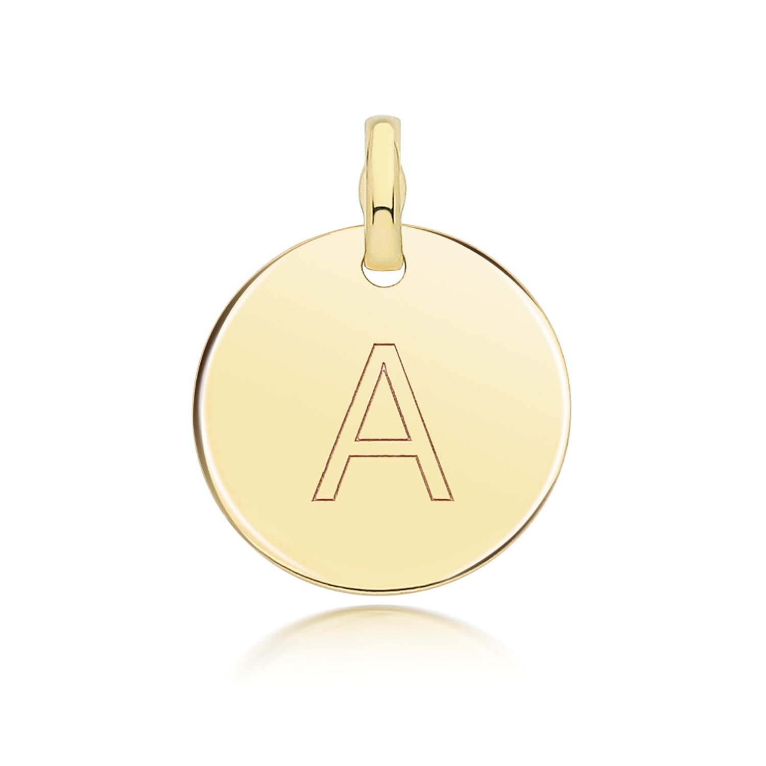 9CT GOLD ROUND PLAIN INITIAL PENDANT