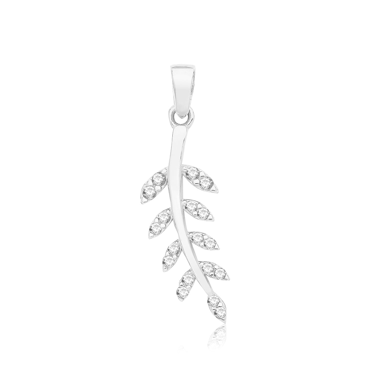 9CT GOLD CZ LEAF BRANCH PENDANT