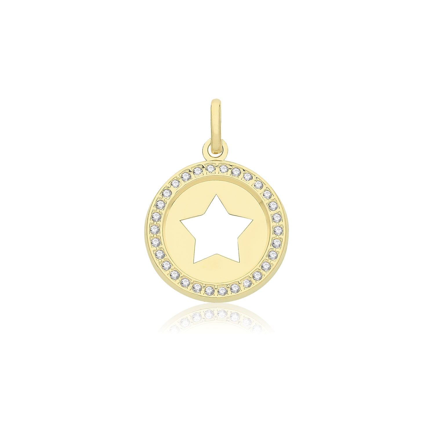 9CT GOLD CZ STAR ROUND PENDANT