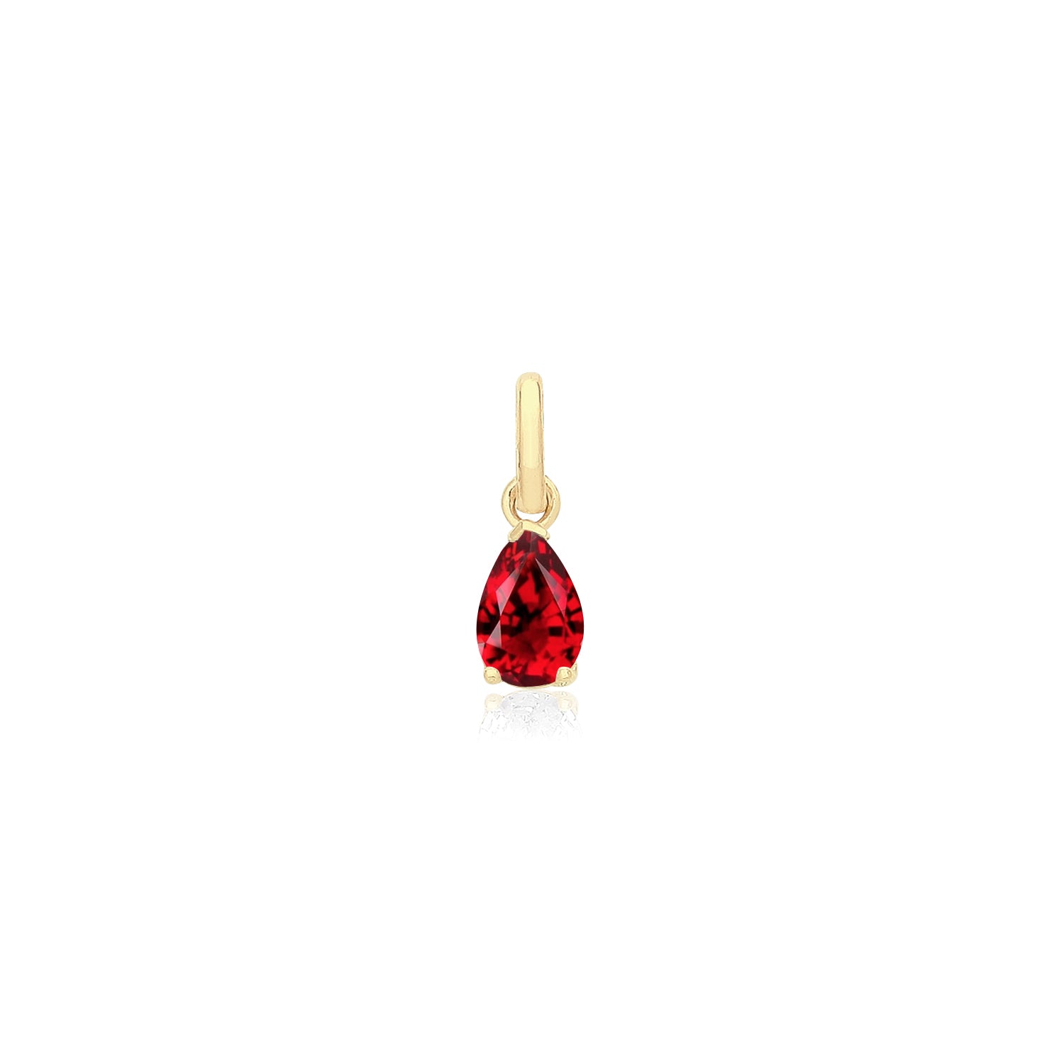 9CT GOLD PEAR SHAPED RUBY RED CZ PENDANT