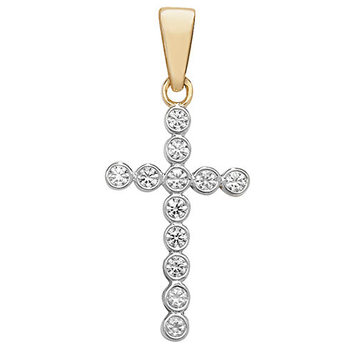 9CT GOLD CZ CROSS PENDANT