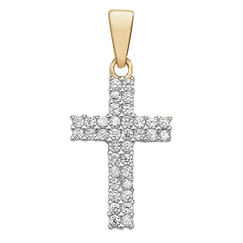 9CT GOLD CZ CROSS PENDANT