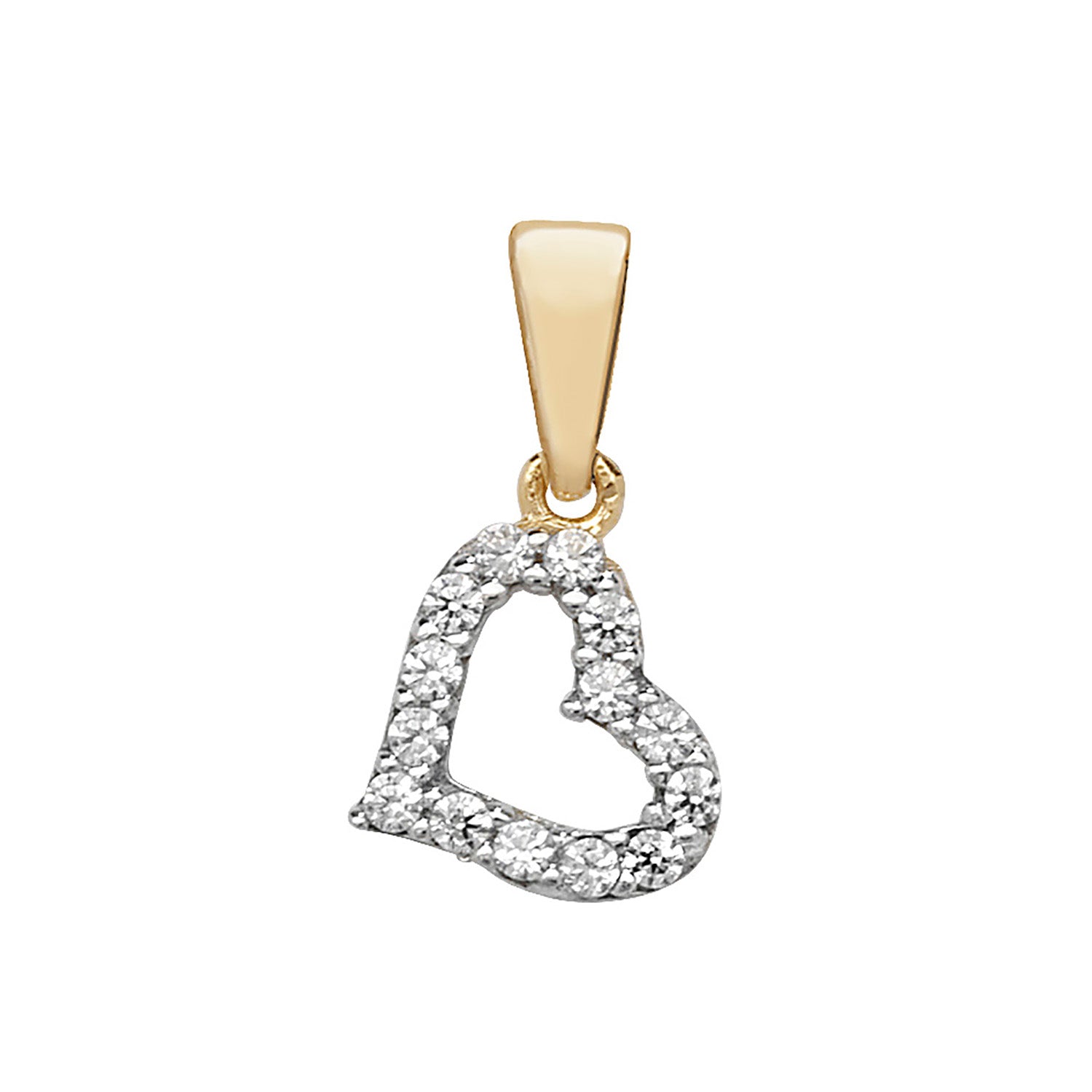 9CT GOLD CZ OPEN HEART PENDANT