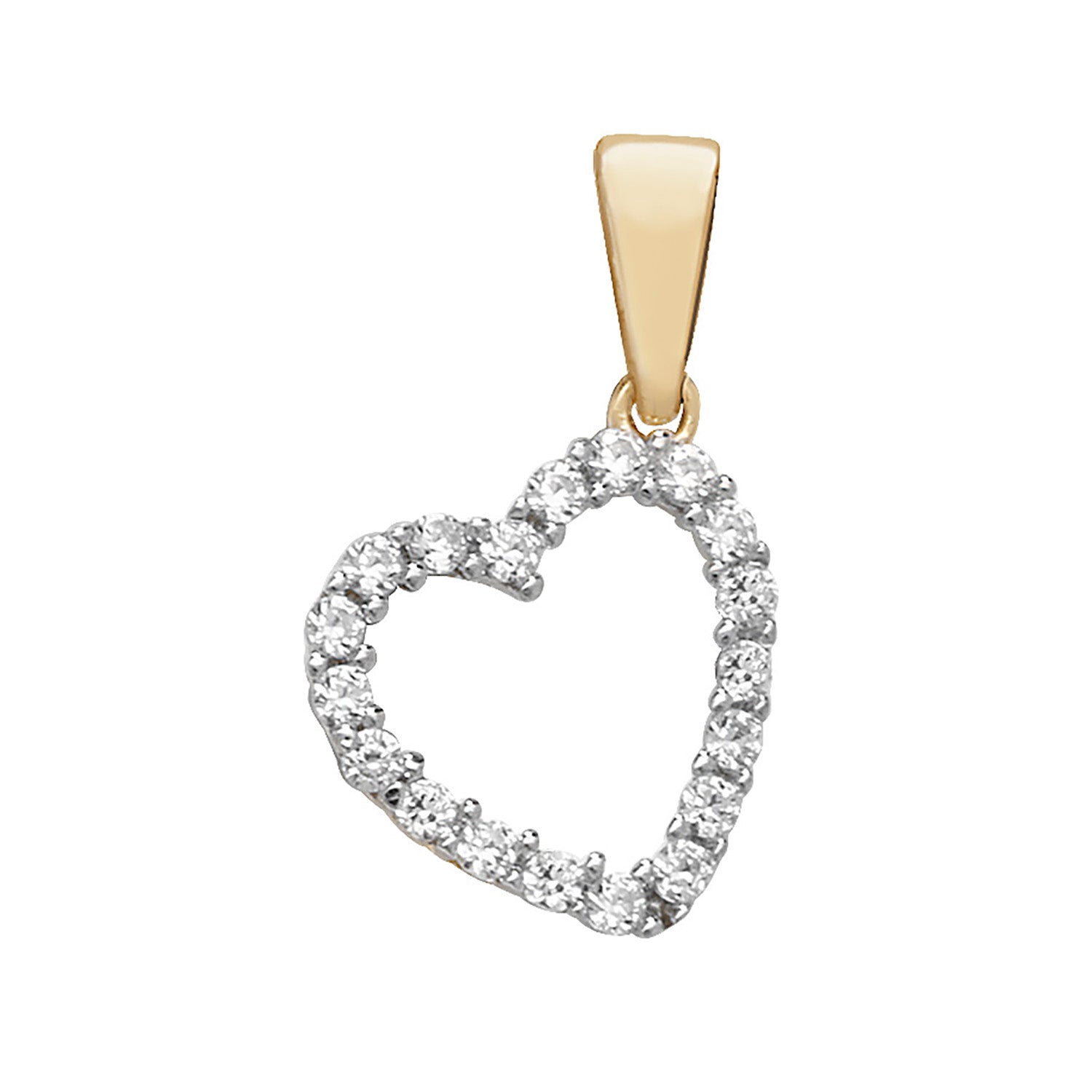 9CT GOLD CZ OPEN HEART PENDANT