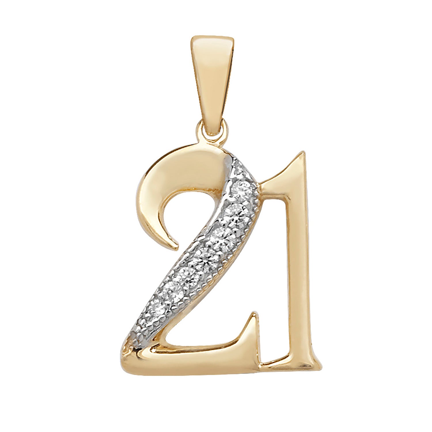 9CT GOLD CZ 21ST BIRTHDAY PENDANT