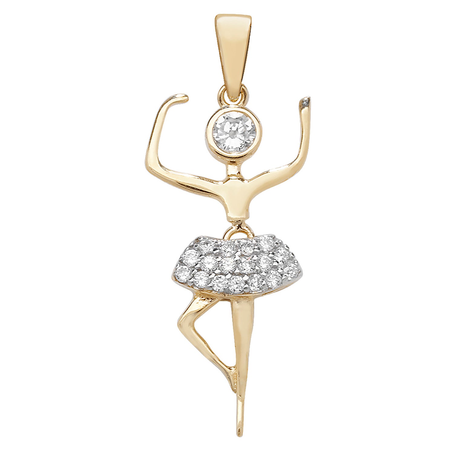 9CT GOLD CZ BALLERINA PENDANT