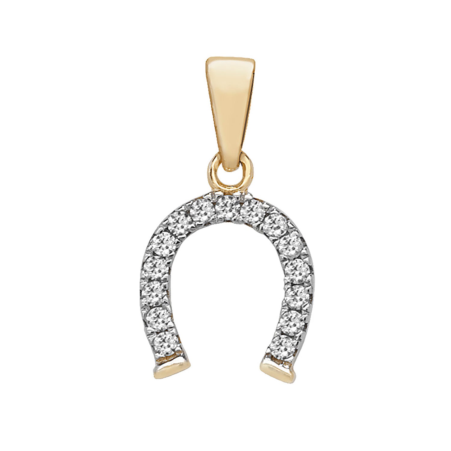 9CT GOLD CZ HORSESHOE PENDANT