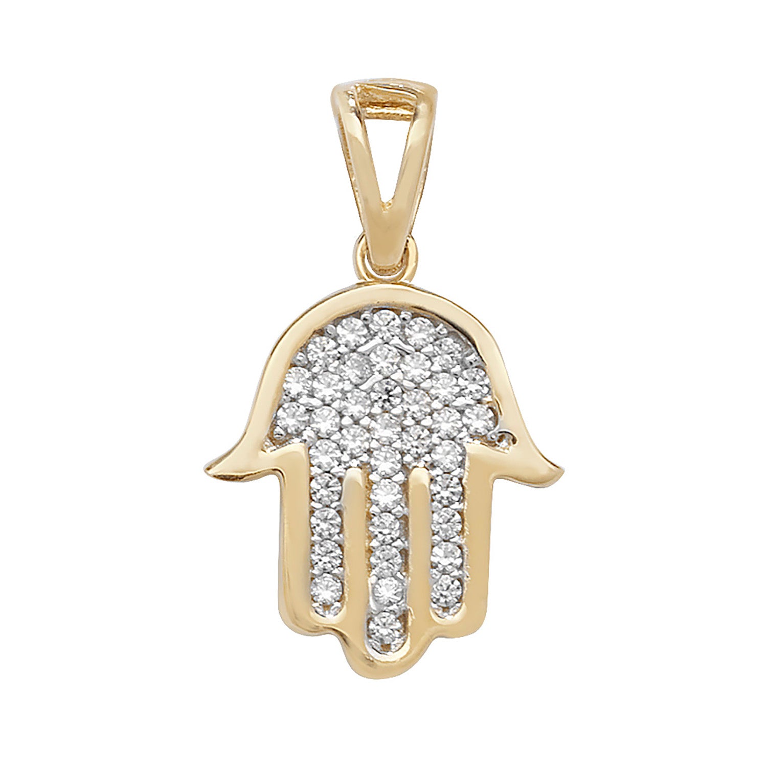 9CT GOLD CZ HAMSA PENDANT