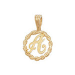 9CT GOLD INITIAL ROUND PENDANT