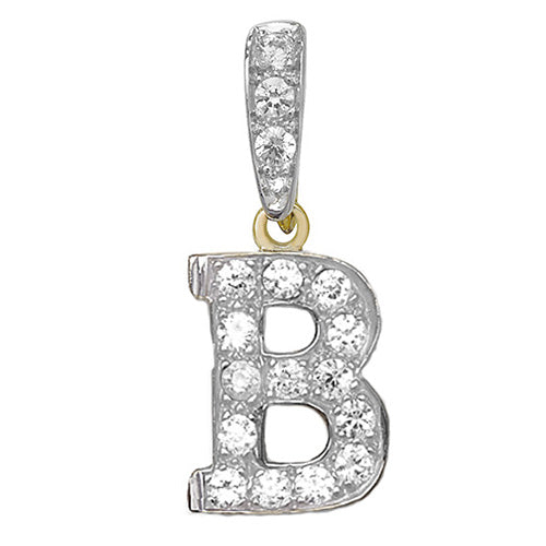 9CT WHITE GOLD CZ INITIAL PENDANT