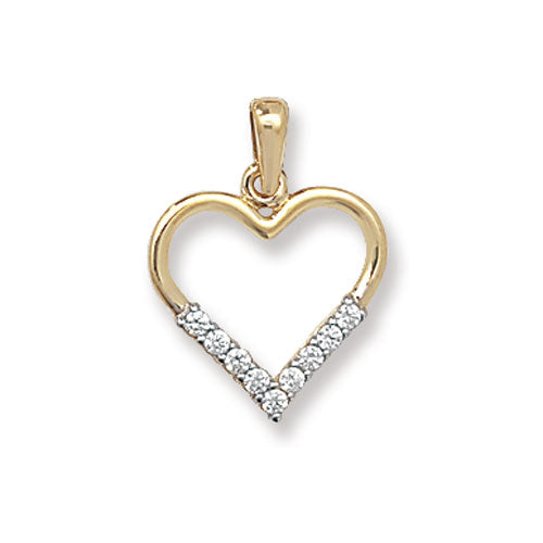 9CT GOLD CZ OPEN HEART PENDANT