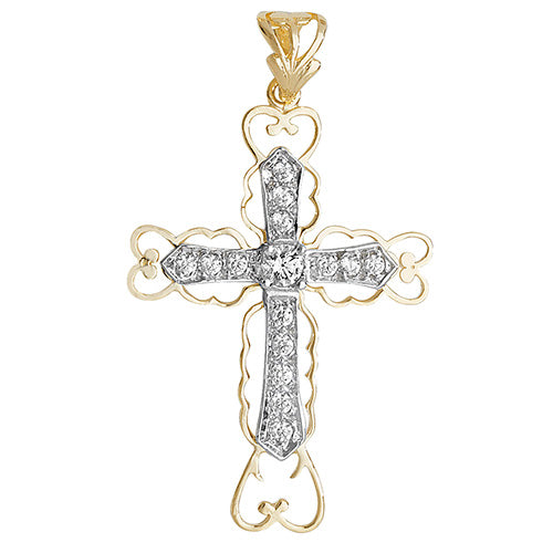 9CT GOLD CZ CROSS PENDANT