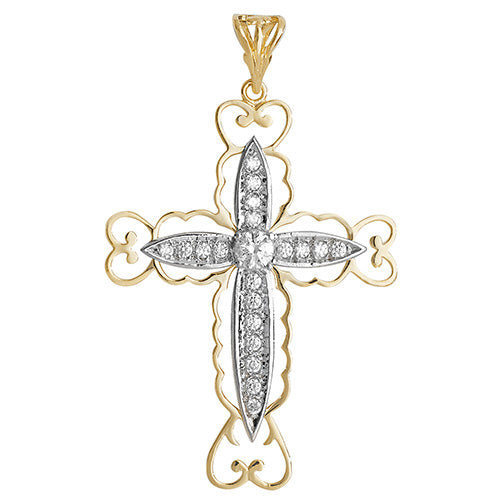 9CT GOLD CZ CROSS PENDANT