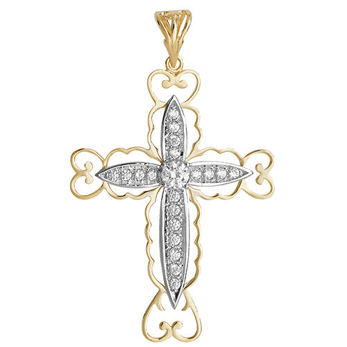 9CT GOLD CZ CROSS PENDANT